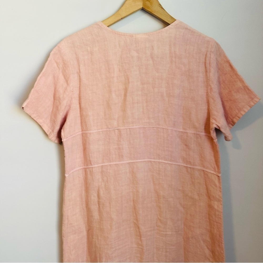 Vintage Donna Linen Maxi Peach Dress with lighthouses and sailor boats Sz Small - Picture 6 of 10